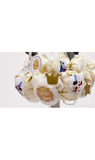 Lumanare botez Mickey Mouse personalizata grafic si inspirata din lumea Disney cu note roiale The King 10